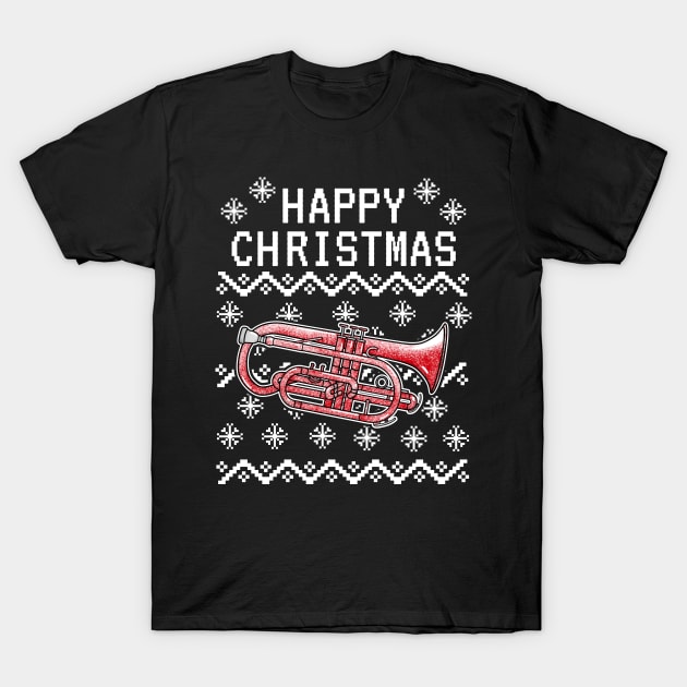 Cornet Ugly Christmas Cornetist Brass Musician T-Shirt by doodlerob